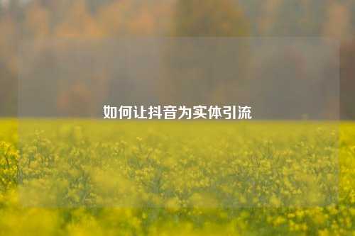 如何让抖音为实体引流