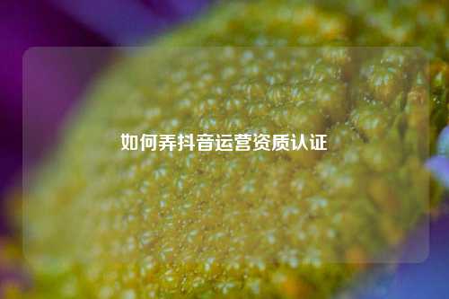 如何弄抖音运营资质认证