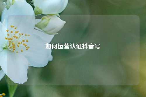 如何运营认证抖音号